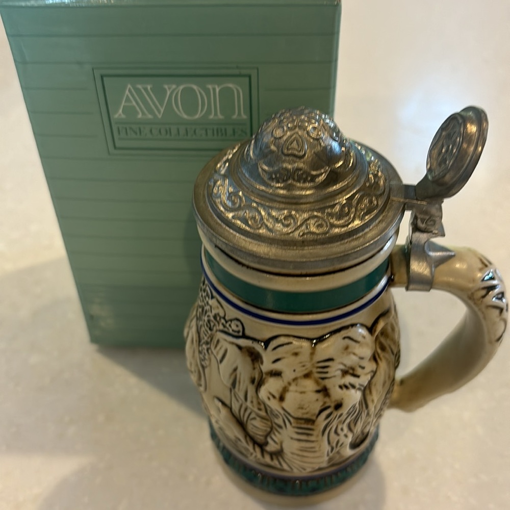 1991 Avon Asian Elephant Ceramic Stein- Endangered Species Collection